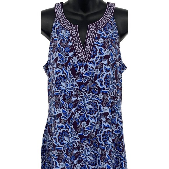 Magnolia Grace Women Sleeveless Dress Medium M Petite PM Blue V-Neck Stretch New - Picture 2 of 8